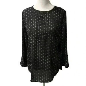 Loft Floral Print Blouse Black